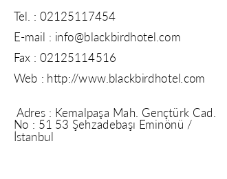 Black Bird Hotel iletiim bilgileri